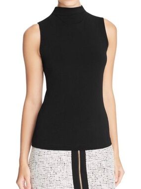 Tahari Black Sleeveless Mock Neck Tank. XS
